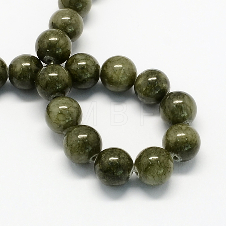 Natural Dyed Yellow Jade Gemstone Bead Strands G-R271-6mm-YXS26-1