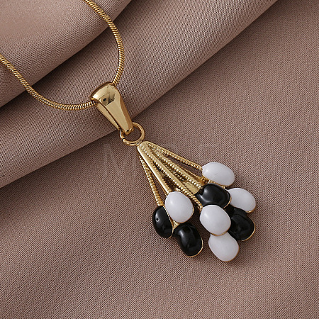 316 Surgical Stainless Steel Enamel White and Black Balloon Pendant Necklaces for Women GY8430-1