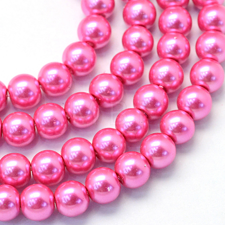 Baking Paint Pearlized Glass Pearl Round Bead Strands X-HY-Q330-8mm-54-1