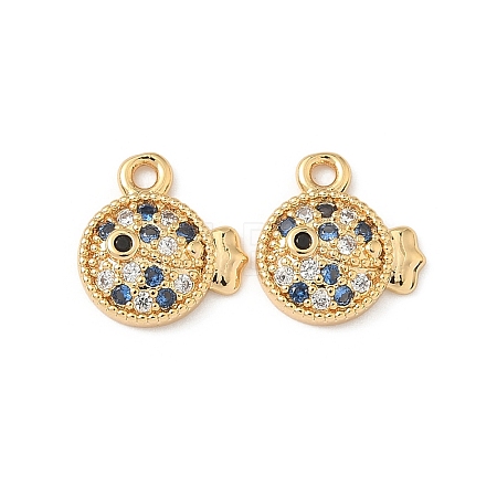 Brass Micro Pave Cubic Zirconia Charms X1-KK-C099-01A-G-1