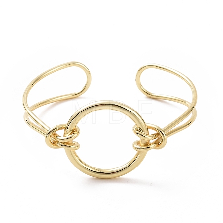 Brass Round Circle Open Cuff Bangle BJEW-F445-16G-1