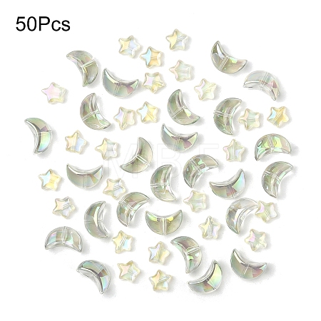 50Pcs 2 Styles Electroplate Glass Beads EGLA-YW0005-03D-1