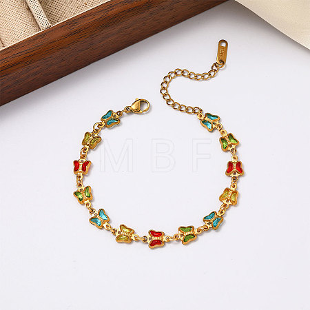 304 Stainless Steel Pave Rhinestone Link Chain Bracelets WG48A04-02-1