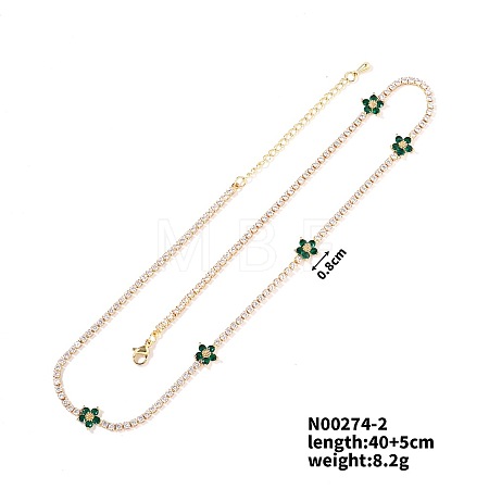 European and American Fashion Style Brass Rhinestone Flower Necklaces IO5961-2-1