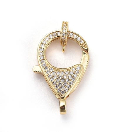 Brass Micro Pave Cubic Zirconia Lobster Claw Clasps ZIRC-F110-01B-G-1