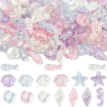 832Pcs 4 Colors Ocean Theme Transparent Acrylic Beads TACR-YW0003-39-1