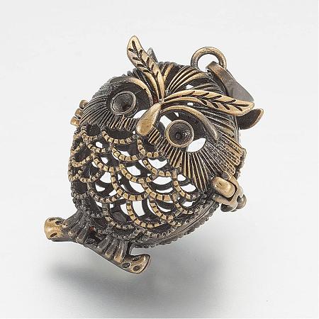 Brass Cage Pendants KK-D528-02AB-1