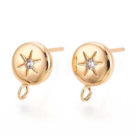 Brass Micro Pave Clear Cubic Zirconia Stud Earring Findings MAK-T011-11G-04-1