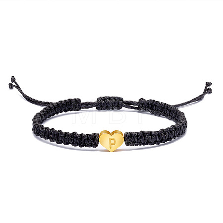 Alloy Heart with Letter Pattern Bead Braided Bead Bracelets FS-WGEB992-16-1