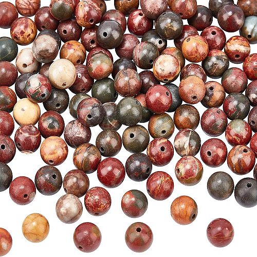 Natural Polychrome Jasper/Picasso Stone/Picasso Jasper Beads Strands G-NB0001-13-1