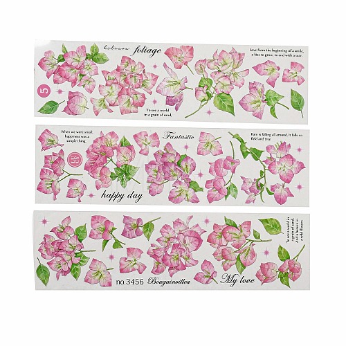 3Pcs 3 Styles Flower PET Waterproof Stickers Sets STIC-C008-02A-1