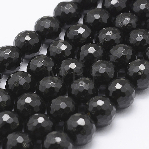 Natural Black Tourmaline Beads Strands G-J373-25-6mm-1