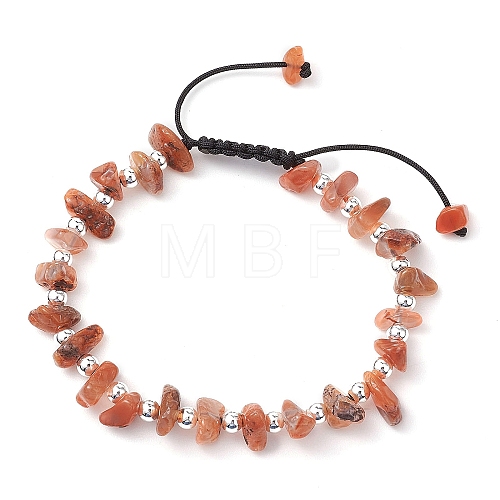 Natural Red Agate Braided Bead Bracelets for Women BJEW-JB11107-01-1