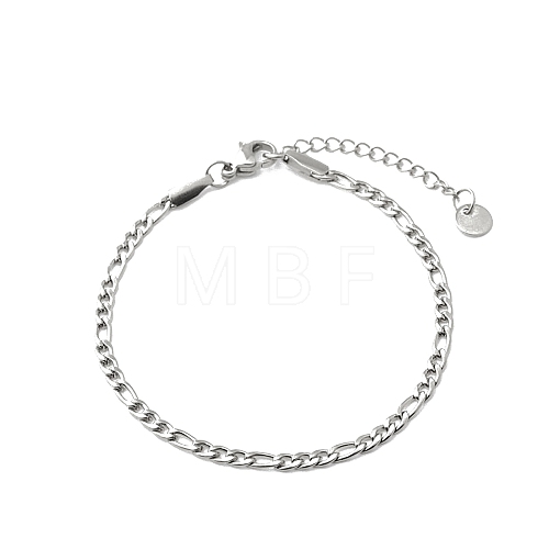 Non-Tarnish Stainless Steel Figaro Chain Bracelet PW-WG50942-01-1