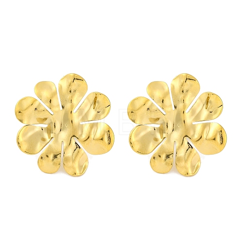 Ion Plating(IP) 304 Stainless Steel Flower Stud Earrings EJEW-D281-18G-1