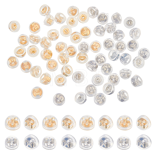 60Pcs 2 Colors Silicone with Brass Ear Nuts FIND-AR0002-78-1