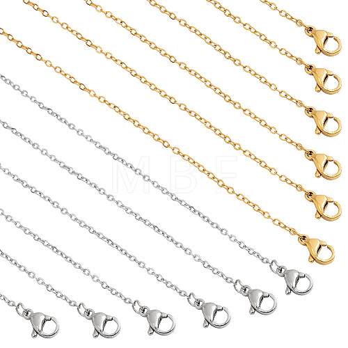  20Pcs 2 Colors 304 Stainless Steel Cable Chain Necklaces Set MAK-NB0001-21-1