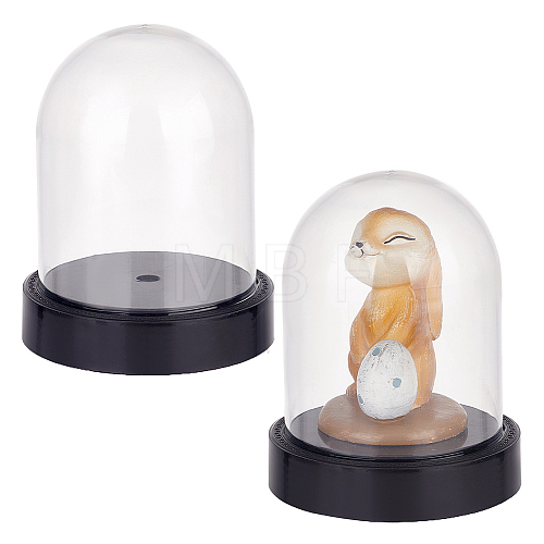   2Pcs Plastic Display Bases with 2Pcs Glass Dome Covers AJEW-PH0004-31-1
