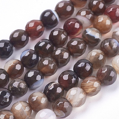 Natural Striped Agate/Banded Agate Beads Strands G-P364-04-6mm-1