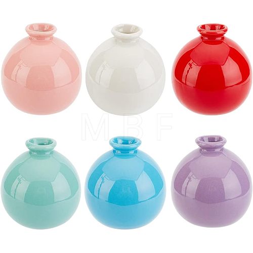  6Pcs 6 Colors Mini Ceramic Floral Vases for Home Decor DJEW-NB0001-23-1