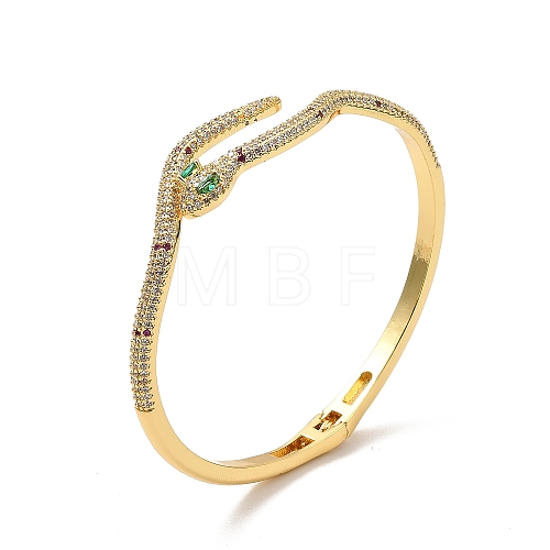 Cubic Zirconia Snake Open Cuff Bangle BJEW-P281-09G-01-1