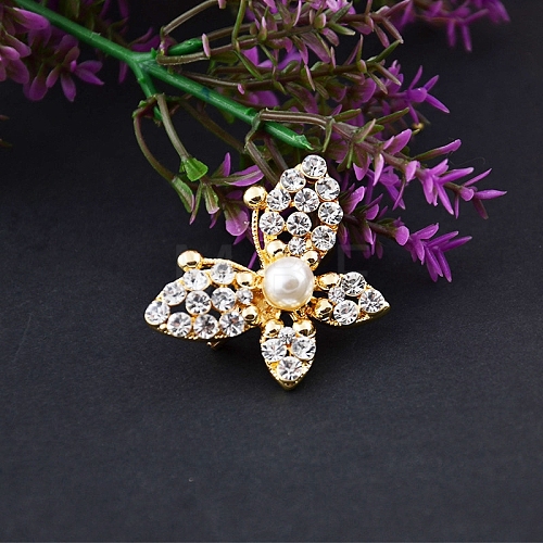 Butterfly Alloy Rhinestone Brooch PW-WGA77D9-01-1