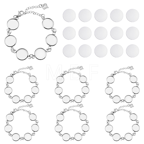 DIY Blank Dome Flat Round Link Chains Bracelet Making Kit DIY-DC0001-75-1