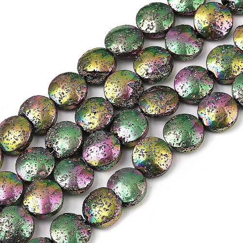 Electroplated Natural Lava Rock Beads Strands G-K388-01F-1