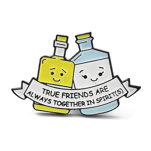 Bottle & Word True Friend Are Always Together in Spirits Enamel Pins JEWB-P020-B01-1