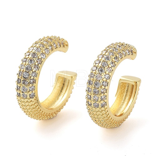Brass Micro Pave Cubic Zirconia Cuff Earrings for Women EJEW-D086-05G-1