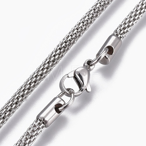 Non-Tarnish 304 Stainless Steel Mesh Chain Necklaces NJEW-L167-03A-P-1