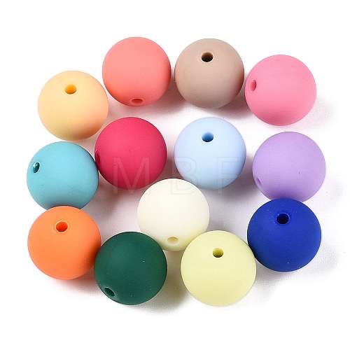 Rubberized Style Imitated Silicone Acrylic Beads MACR-T048-01A-07-1