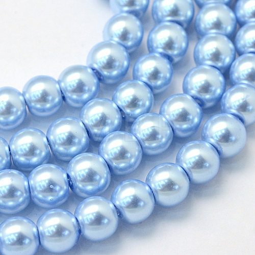 Baking Painted Pearlized Glass Pearl Round Bead Strands X-HY-Q003-10mm-24-1