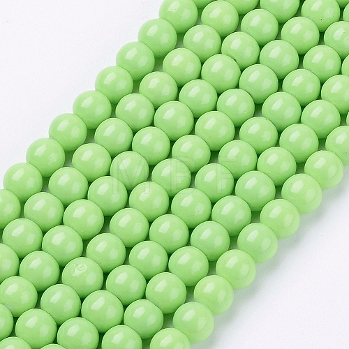 Painted Glass Round Bead Strands X-DGLA-S071-6mm-20-1