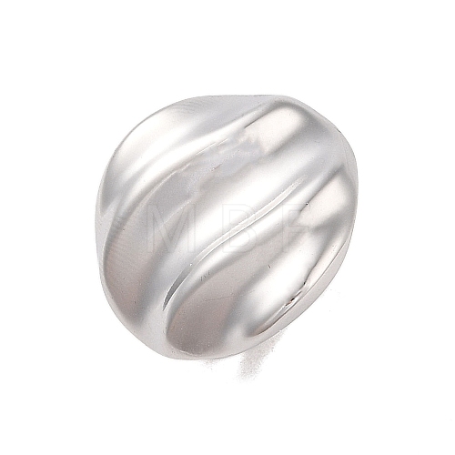 Non-Tarnish Corrugated Oval 304 Stainless Steel Open Cuff Ring for Women Men RJEW-Z038-03P-1