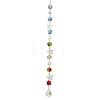 Glass and Brass Link Pendant Decorations HJEW-TA00127-1