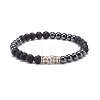 Natural Lava Rock & Synthetic Hematite Stretch Bracelet BJEW-JB08472-01-1