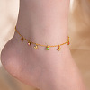 304 Stainless Steel Pave Colorful Cubic Zirconia Charm Anklets for Women FS-WG43DDA-09-2