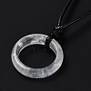 Natural Quartz Crystal Ring Pendant Necklace with Waxed Cords NJEW-R262-01A-05-4