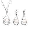 Teardrop Alloy Crystal Rhinestone Stud Dangle Earrings & Pendant Necklaces Sets WGE0910-02-2