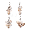 4Pcs 4 Styles Acrylic Starfish Conch Shell & Glass Pearl Pendant Decoration HJEW-JM03877-2
