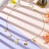 Flower & Bees & Honeycomb Alloy & Glass Pendant Necklaces NJEW-TA00165-2