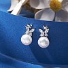 Natural Pearl Ear Studs EJEW-P286-17P-4