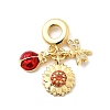 Brass Micro Pave Clear Cubic Zirconia European Dangle Charms KK-F904-06G-1