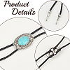 1Pc Alloy & Synthetic Turquoise Oval Pendant Black PU Leather Cord Boho Tie Lariat Necklaces NJEW-GF0001-23-6