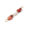Natural Mixed Stone Chip & Natural Cultured Freshwater Pearl Rice Beaded Connector Charms PALLOY-JF03707-5
