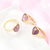 Natural Amethyst Finger Rings with Brass Findings G-H353-03G-04-1