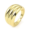 Rack Plating Brass Grooved Open Cuff Rings RJEW-D009-04G-3