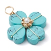 Synthetic Turquoise Clover Pendants PALLOY-JF03180-03-3