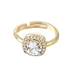 Brass Micro Pave Clear Cubic Zirconia Cuff Open Rings CU-CBA5C10-12G-4